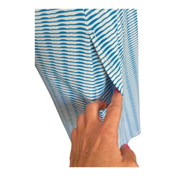 β¨ EUC TOMMY BAHAMA Azure Blue White Island Cays Stripe Dress | Sz S - Picture 4 of 9